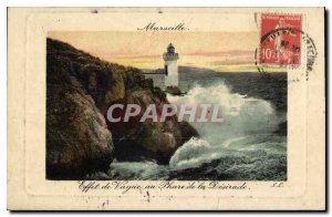 Old Postcard Marseille Wave Effect at Lighthouse Desirade