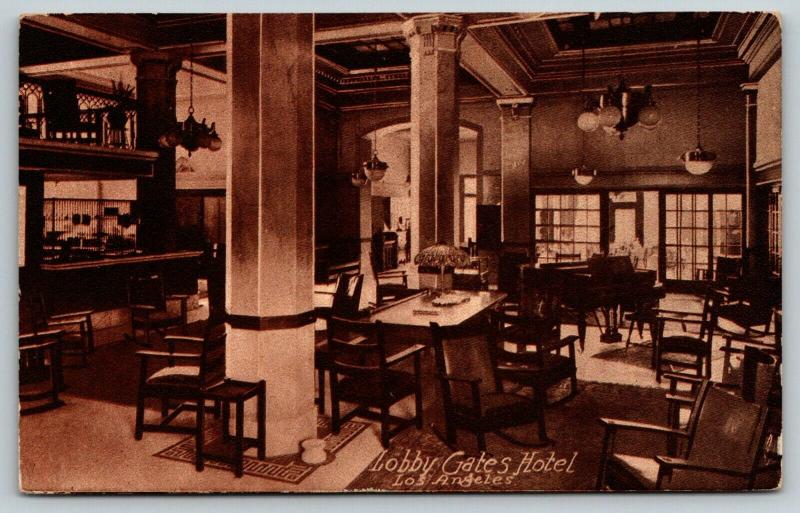 Los Angeles California~Gates Hotel~Lobby~Room With Bath for Dollar & Half~1910 