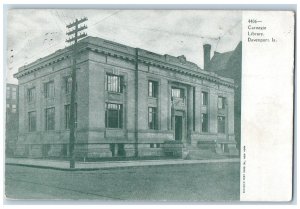 Davenport Iowa Postcard Carnegie Library Exterior Building c1910 Vintage Antique