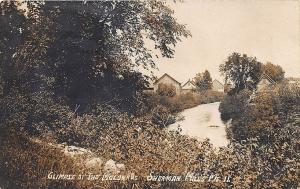 Sherman Mills ME Glimpse of The Molunkus Stream in 1910 RPPC Postcard