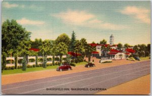 Bakersfield California CA, Inn, Way-Side, Driveway, Highway, Vintage Postcard