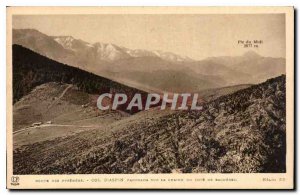 Postcard Old Route Pyrenees Col d'Aspin panorama of the chain of the coast of...
