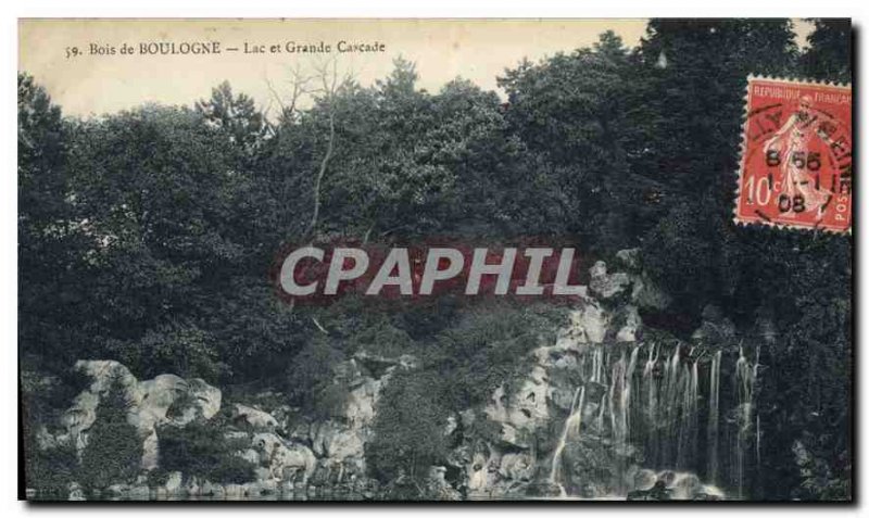 Old Postcard Bois de Boulogne Lake and Grand Cascade