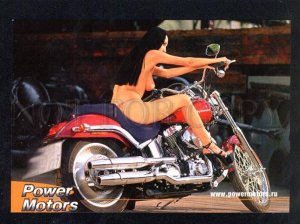 036234 Semi-nude girl w/ long hair on MOTORCYCLE Colorful PC