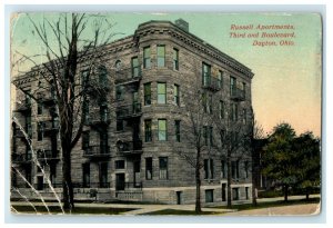 c1910's Russell  Apartments Third And Boulevard Dayton Ohio OH Antique Postcard 