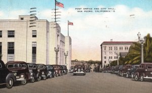 San Pedro CA-California, Post Office & City Hall Buildings Vintage Postcard 1945