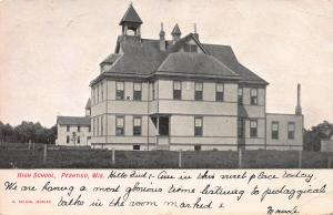 High School, Peshtigo, Wisconsin, Early Postcard, Used in 1907