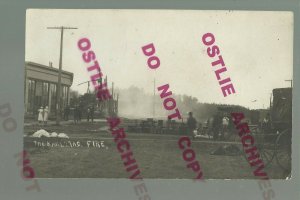 Karlstad MINNESOTA RPPC 1912 FIRE Ruins MAIN STREET nr Pelan DPO GHOST TOWN PM