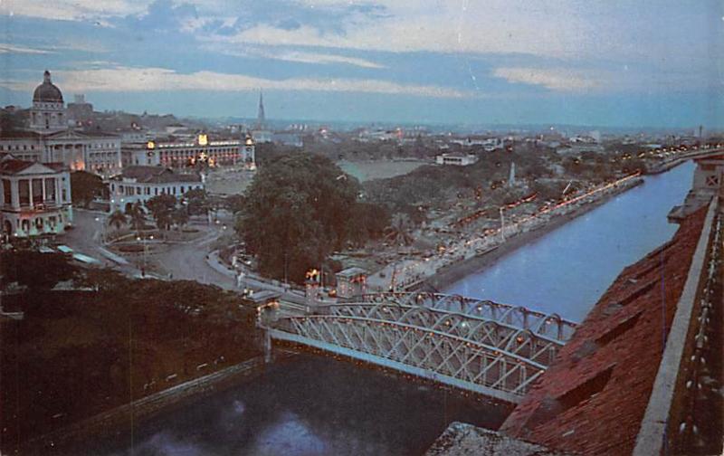 Singapore Old Vintage Antique Post Card Lion City by Night State National Day...