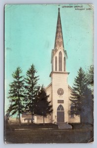 J98/ Bremen Indiana Color RPPC Postcard c1910 Church Building 5