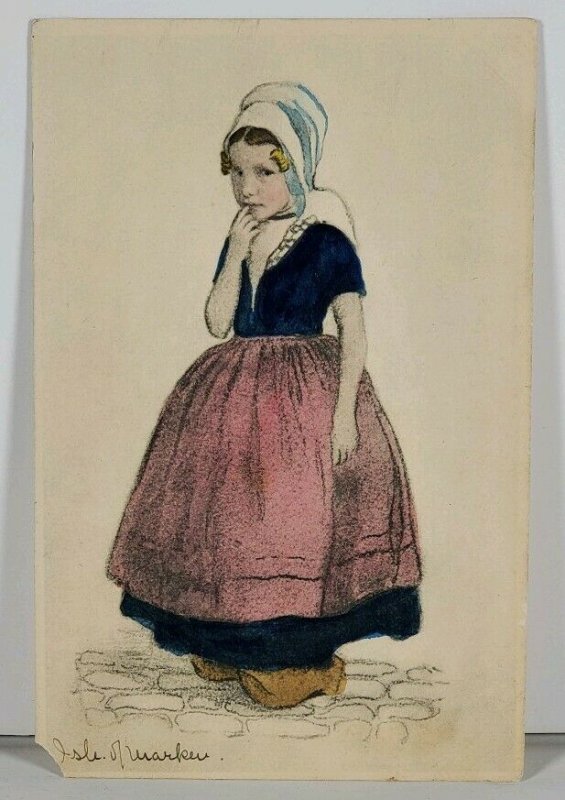 Aritist Signed Hand Colored Dutch Girl M.M. Vienne Postcard J17