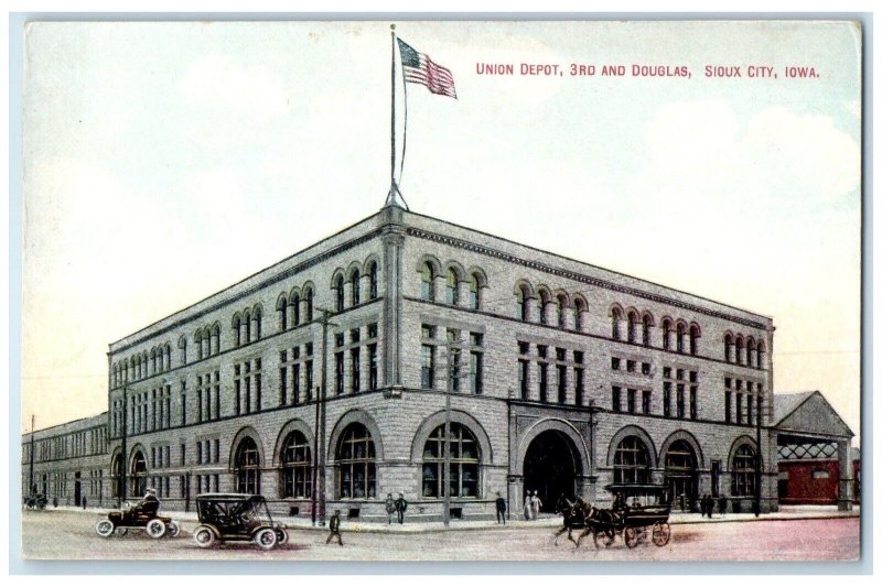 c1910's Union Depot 3rd And Douglas Building Sioux City Iowa IA Antique Postcard