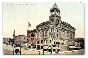 Springfield Mass. Massachusetts Masonic Temple Postcard