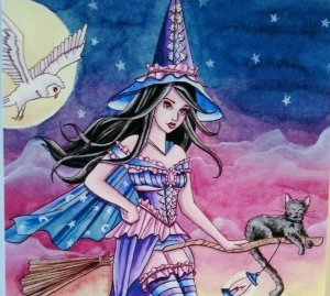 Halloween Fantasy Postcard Nikki Burnette Goth Witch Fantasy Tabitha 2012 Ltd 35