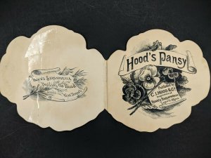 c1880s-90s C.I Hood's Pansy Sarsaparilla Booklet Trade Card Flower Quack Drug 5Q