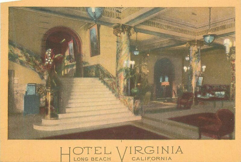 California Long Island Hotel Virginia Interior 1928 Postcard 22-4866
