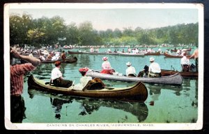 Vintage Postcard 1907-1915 Canoeing, Charles River, Auburndale, Massachusetts MA