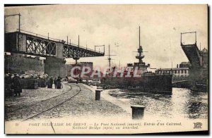 Old Postcard Military Port Of Brest Swing Bridge Entree d & # 39un Boat armor