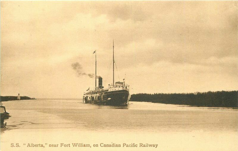 Canadian Pacific Railway C1910 SS Alberta Fort Williams Postcard Valentine 10448