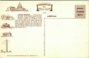 Lincoln Memorial Statue Gettysburg Address Postcard Washington DC Mirro VTG UNP 