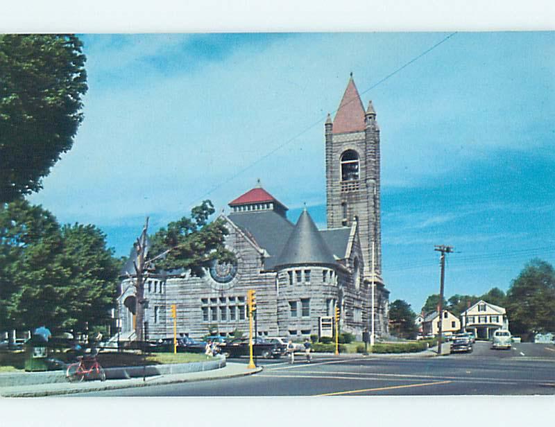 Unused 1950's OLD CARS & CHURCH SCENE Nashua New Hampshire NH p3198