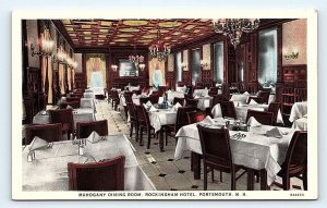 PORTSMOUTH, NH New Hampshire DINING ROOM Rockingham Hotel 1938 Roadside Postcard