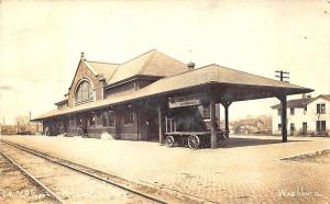 Mason City IA Railroad Station Train Depot Signed Washburn RPPC Postcard