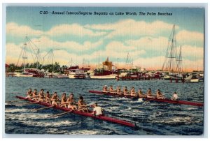 1956 Annual Intercollegiate Regatta on Lake Worth Palm Beaches FL Postcard