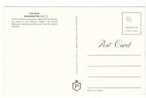 Aerial View Of The Mall, Washington DC, Vintage Chrome Postcard