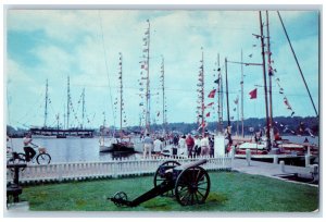c1960's Cannon Cruising Club of America Dock Seaport Mystic CT Postcard 