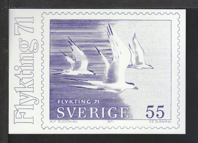 Sweden Bird Stamp,Slania Postcard 