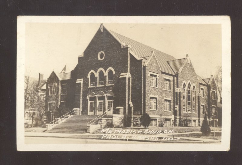 RPPC PAOLA KALNSASMETHODIST CHURCH BUILDING VINTAGE REAL PHOTO POSTCARS