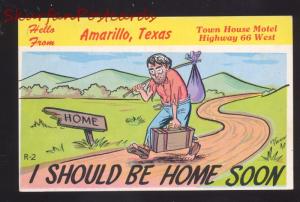 AMARILLO TEXAS ROUTE 66 HOBO BUM TOWN HOUSE MOTEL COMIC OLD POSTCARD