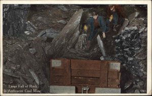 Anthracite Coal Mine Mining Large Fall of Rock Publ Scranton PA Postcard