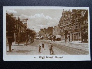 London BARNET High Street shows RED LION INN & COUNCIL OFFICES c1912 RP Postcard