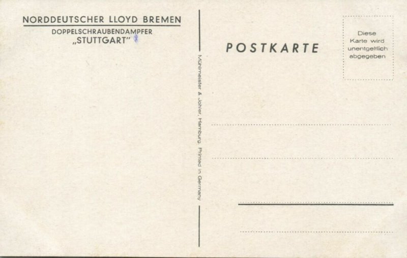 Norddeutscher Lloyd Bremen Steamer Stuttgart 1930s