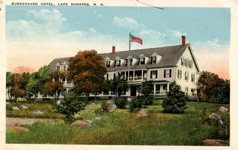 NH - Lake Sunapee. Burkehaven Hotel.   *RPO- Concord & Claremont Junction Rai...