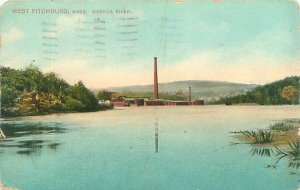 West Fitchburg Massachusetts Nashua River and Mills Postcard Used