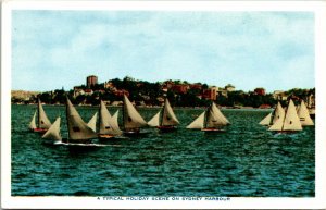 VINTAGE POSTCARD A TYPICAL SCENE ON SYDNEY HARBOUR AUSTRALIA 1950s/1960s