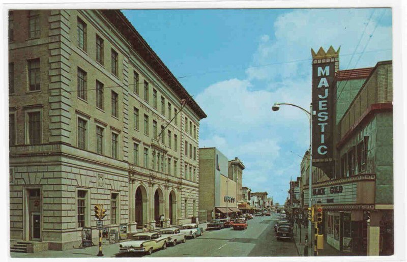 Elizabeth Street Scene Cars Brownsville Texas 1960s postcard