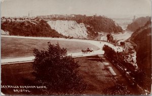 Clifton Bristol Sea Walls Durdham Down Horses Wagons Real Photo Postcard G73