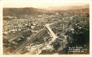 By Pass Bridge 1939 National Highway US 40 Cumberland Maryland RPPC 44 POSTCARD