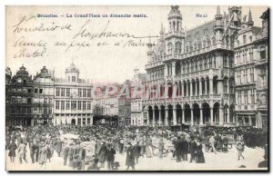 Old Postcard The Brussels Place a large Sunday Morning