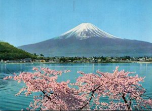 Japan Mount Fuji From Lakeside Kawaguchi In Spring