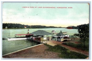 1910 Lincoln Park at Lake Quinsigamond Worcester Massachusetts MA Postcard