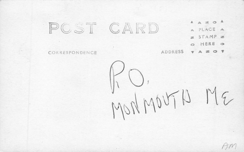 Monmouth ME C. W. Prescott Druggist Post Office Snow Storm Real Photo Postcard