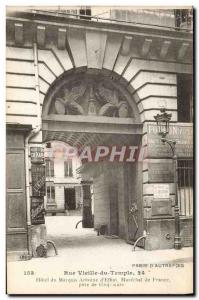 Old Postcard Paris D & # 39Autrefois Rue Vieille du Temple Hotel Du Marquis A...