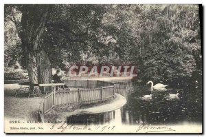 Old Postcard Vichy Lake In Grand Park Swans