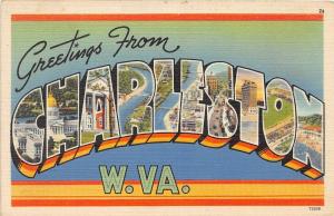 C3/ Charleston West Virginia WV Postcard Linen Large Letter Greetings