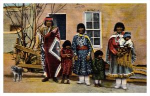 Pueblo Indian Family  in Native Clothing